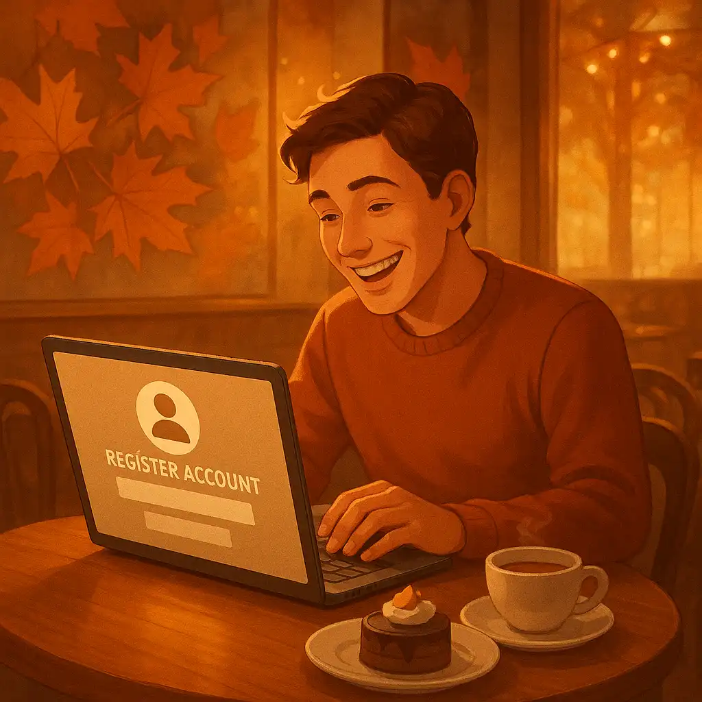 Player registering a Sweetsino account on a laptop