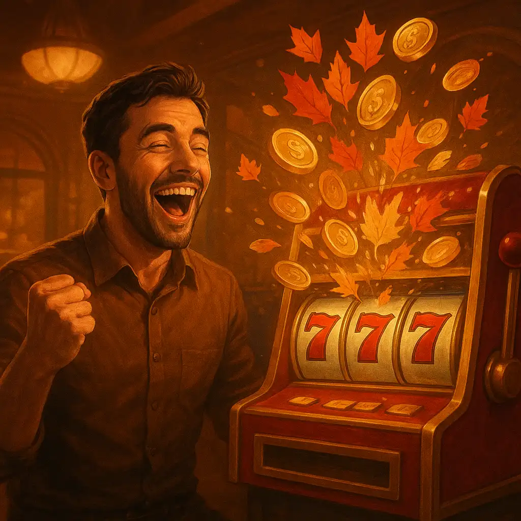 Player enjoying maple-themed slot machine winnings